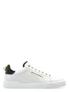 Dolce & Gabbana White Low Top Sneakers With Logo Lettering On The Tongue And Logo Detail On The Heel In Leather Woma In Whitegold