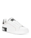 Dolce & Gabbana Women Portofino White Leather Sneakers With Logo In White/silver