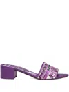 Dolce & Gabbana Embroidered Strap Slide Sandals With Low Block Heel In Purple