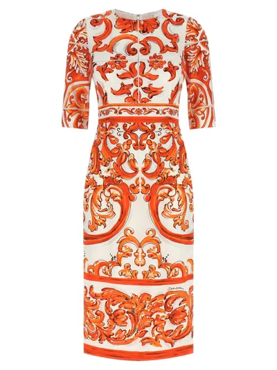Dolce & Gabbana Women's Maiolica Dress In Orange