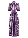 Dolce & Gabbana Women Maiolica Print Cotton Shirtdress In Purple