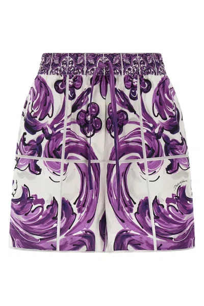 DOLCE & GABBANA DOLCE & GABBANA WOMEN 'MAIOLICA' PRINT COTTON SHORTS