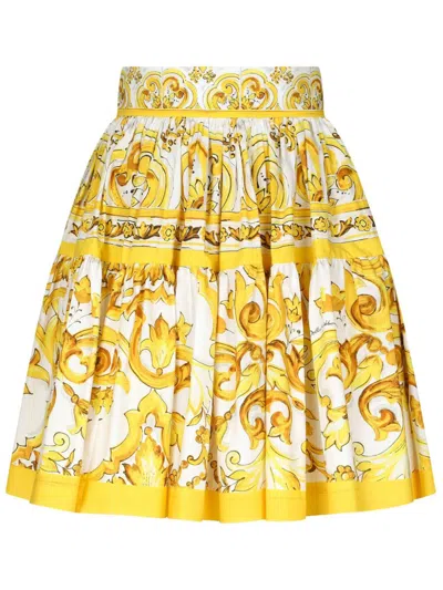 DOLCE & GABBANA WOMEN'S MAIOLICA PRINT COTTON SKIRT