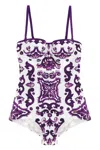 Dolce & Gabbana Women 'maiolica' Print One-piece Swimsuit In Multi