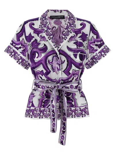Dolce & Gabbana Women 'maiolica' Print Pajama Shirt In Purple
