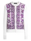 Dolce & Gabbana Women Maiolica Print Silk Cardigan In Purple