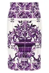 Dolce & Gabbana Maiolica Print Stretch Silk Skirt In Multi