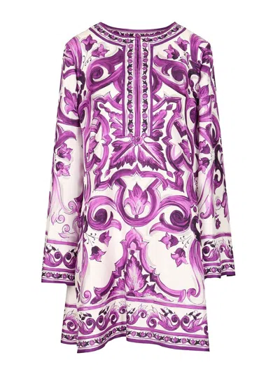 DOLCE & GABBANA DOLCE & GABBANA WOMEN MAIOLICA PRINT TWILL DRESS