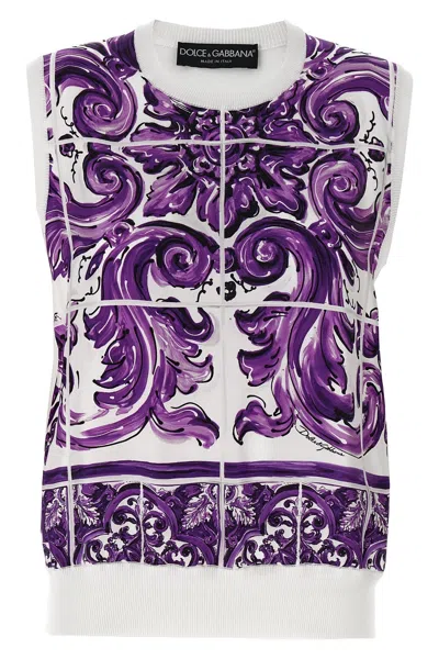 Dolce & Gabbana Women 'maiolica' Printed Vest In Multi