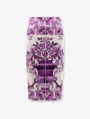 Dolce & Gabbana Maiolica Print Stretch Silk Skirt In Purple