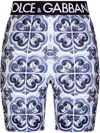 Dolce & Gabbana Logo-band Tile-print Lycra Biker Shorts In Clear Blue