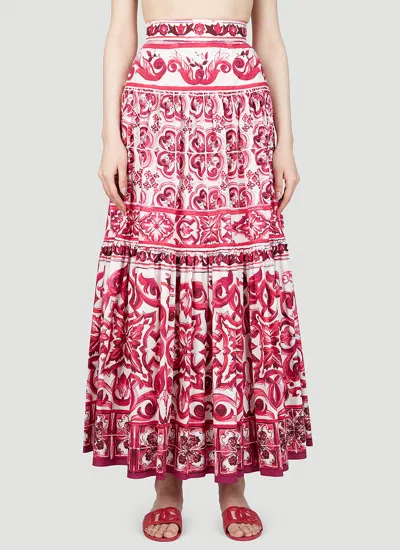 Dolce & Gabbana Women Majolica Print Maxi Skirt