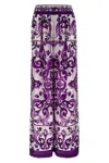 Dolce & Gabbana Majolica Print Silk Twill Pants In Purple