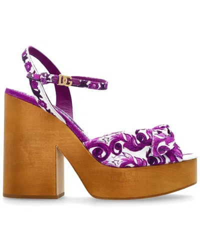 Pre-owned Dolce & Gabbana Women's Majolica Print Platform Sandal (authentic Pre-loved)