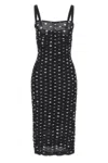 Dolce & Gabbana Polka Dot Print Draped Tulle Midi Dress In Multicolor