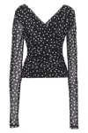 Dolce & Gabbana Ruched Wrap-effect Printed Polka-dot Tulle Blouse In Multicolor