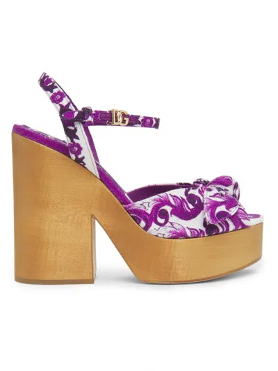 Dolce & Gabbana Women's Maoilica Platform Sandals In Purple