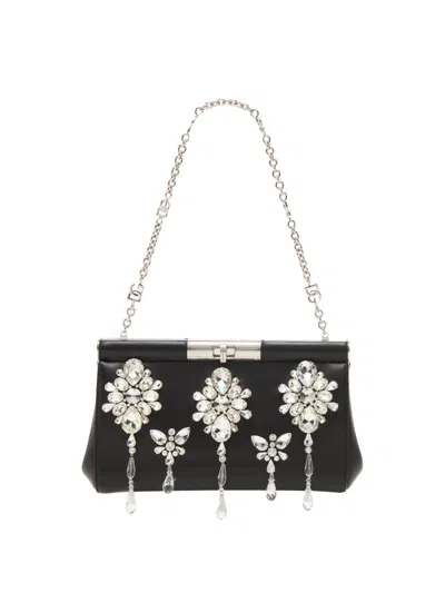 Dolce & Gabbana Women's Marlene Crystal-embellished Leather Shoulder Bag In Black