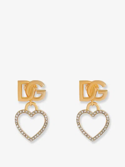 Dolce & Gabbana Women Meatl Earrings With Rhinestones In Metallic