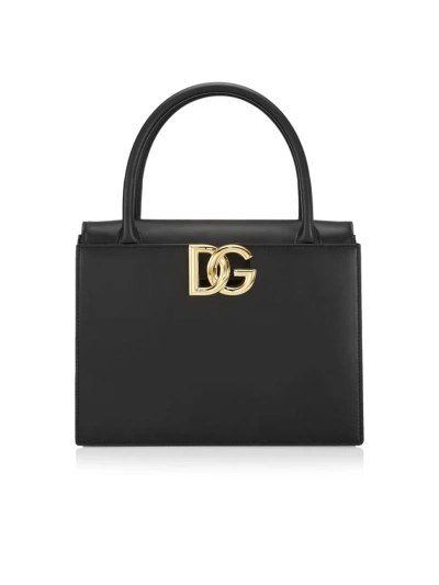 Dolce & Gabbana Women's Medium 3.5 Dg Leather Top-handle Bag In Black