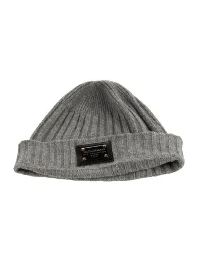 Pre-owned Dolce & Gabbana Women's Merino Wool Beanie In Gray