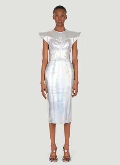 Dolce & Gabbana Women Metallic Bustier Dress In Silver