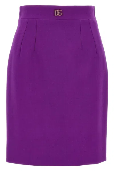 Dolce & Gabbana Women Metallic Logo Skirt In Purple
