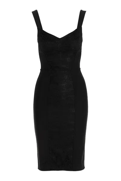 Dolce & Gabbana Women Midi Corsetry Dress In Black