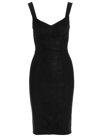 Dolce & Gabbana Women Midi Corsetry Dress In Black
