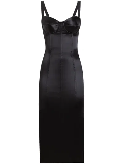 Dolce & Gabbana Women Midi Dress With Insert Design In Black