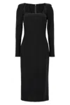 Dolce & Gabbana Long-sleeve Square-neck Midi Dress In Black