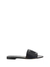 Dolce & Gabbana Black Flats With Cut-out Band And Dg Logo In Soft Rubber Woman