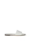 Dolce & Gabbana Dg Millennials Logo Leather Flat Slides In White