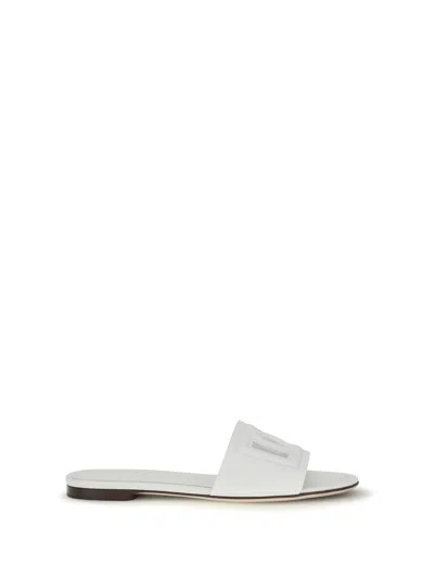 Dolce & Gabbana 5mm Leather-covered Heel Sandals With Calfskin Insole In White