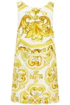 Dolce & Gabbana Short Majolica-print Brocade Dress In White