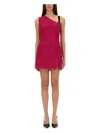 Dolce & Gabbana Mini Dress With Cordonet Lace Slit In Fuchsia