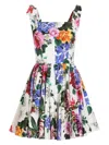 Dolce & Gabbana Floral-print Cotton-blend Poplin Mini Dress In Multicolor
