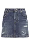 Dolce & Gabbana Distressed-finish Denim Miniskirt In Denim