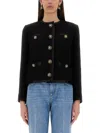 Dolce & Gabbana Jeweled Button Boucle Jacket In Black