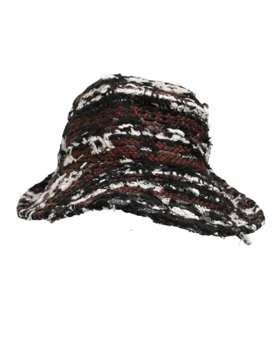 Dolce & Gabbana Women Multicolor Acrylic Tweed Bucket Capello Hat In Brown