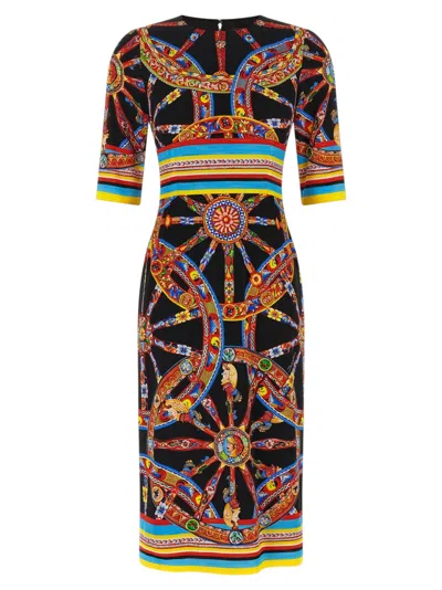 Dolce & Gabbana Women Multicolor Printed Round Neck Midi Dress