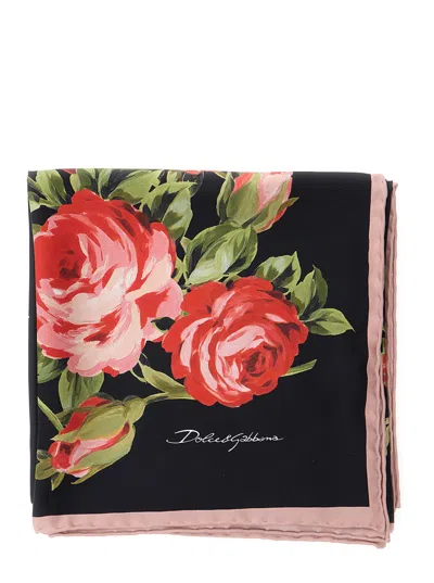 Dolce & Gabbana Women Multicolor Square Scarf With Floral Print In Silk Woman