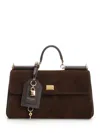 Dolce & Gabbana My Sicily Suede And Leather Top-handle Bag In Brown