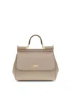 Dolce & Gabbana Large Sicily Top Handle Bag In Dauphine Leather In Gray