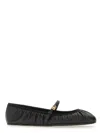 Dolce & Gabbana Black Ballerinas With Metallic Logo And Strap In Leather Woman In Black