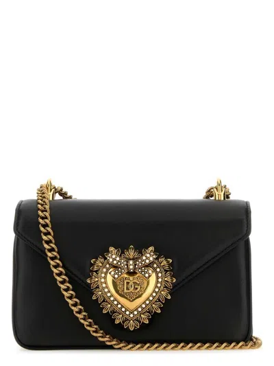 Dolce & Gabbana Black Nappa Leather Devotion Shoulder Bag