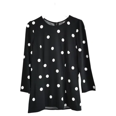 Pre-owned Dolce & Gabbana Women's New Black White Polka Dot Top Blouse It42/uk10