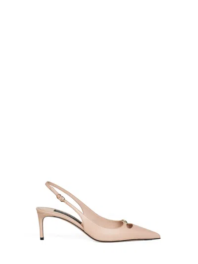 Dolce & Gabbana Women Nude Silky Nappa Leather Lollo Slingback Pumps In Pink