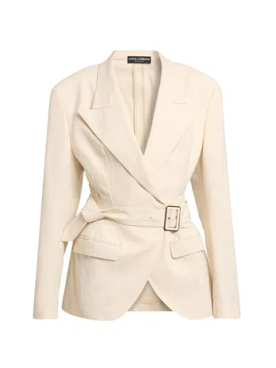 Dolce & Gabbana Women's Oversized Cotton-linen Belted Blazer