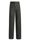 Dolce & Gabbana High Waist Herringbone Houndstooth Tailored Trousers In Black